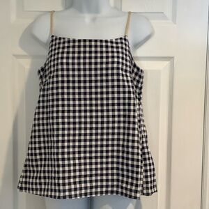 BUCKLEY K Women’s Blue/White Gingham Crossed Back Preppy Loose Coastal Tank 4
